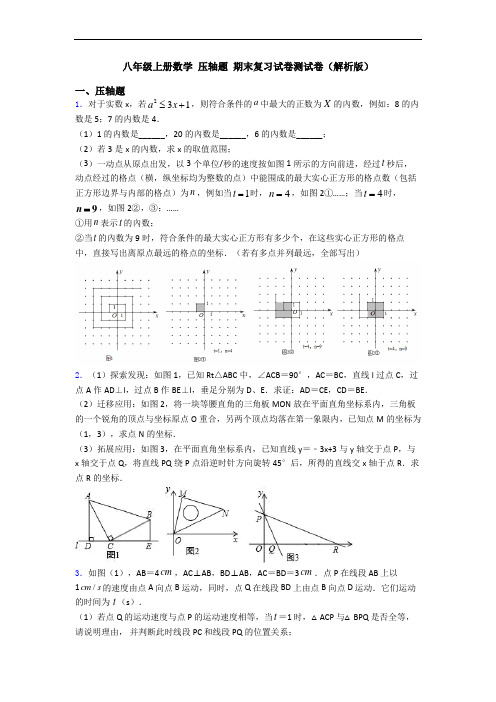 八年级上册数学 压轴题 期末复习试卷测试卷(解析版)