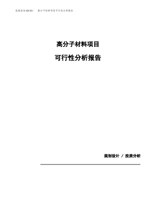 高分子材料项目可行性分析报告(模板参考范文)