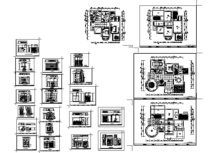 某地农村自建别墅全套设计装修施工cad图（含老人房衣柜立面及内部分割图）