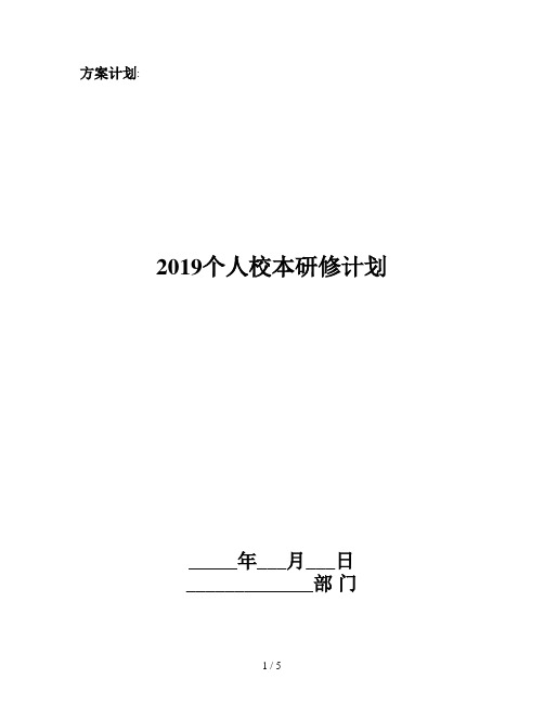 2019个人校本研修计划