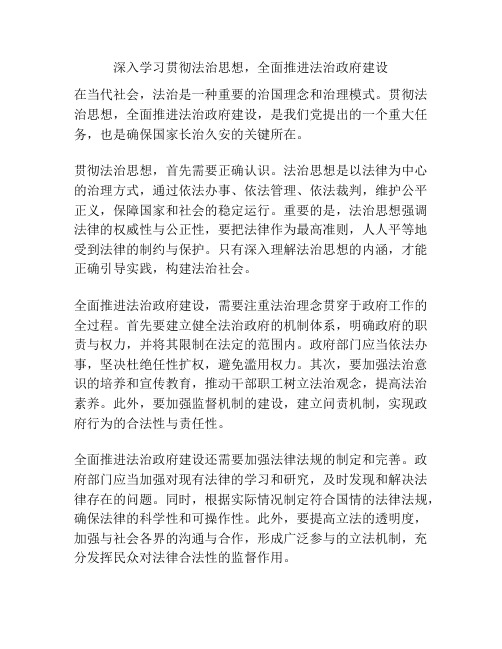 深入学习贯彻法治思想,全面推进法治政府建设