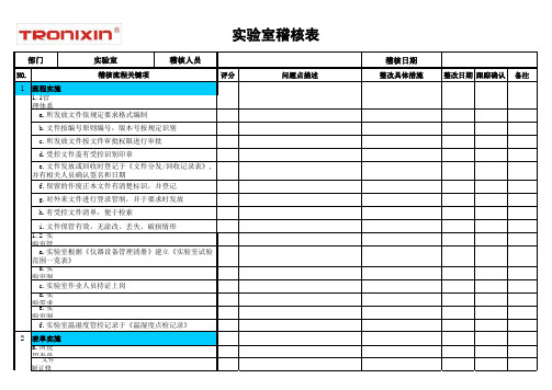 品管实验室流程稽核表