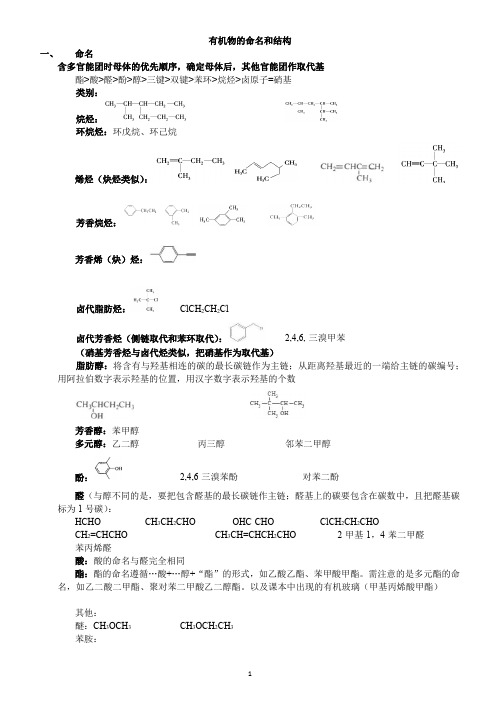 有机物命名和结构