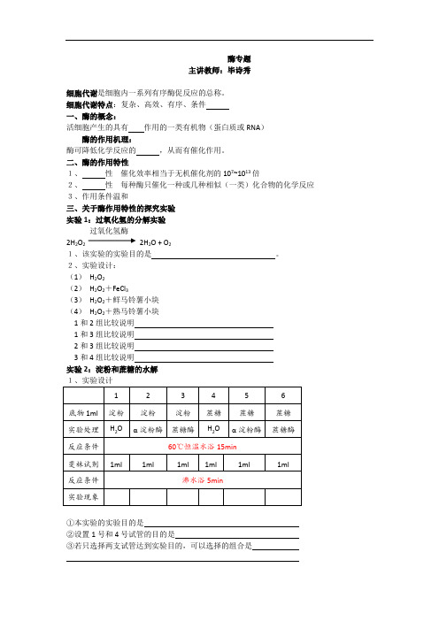 高考生物总复习例题讲解：酶专题