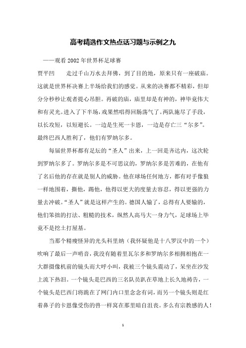 高考精选作文热点话习题与示例之九