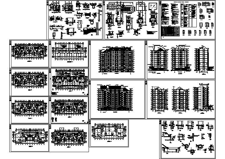 6800平米11层短肢剪力墙结构住宅楼全套建筑设计CAD图纸（带阁楼）