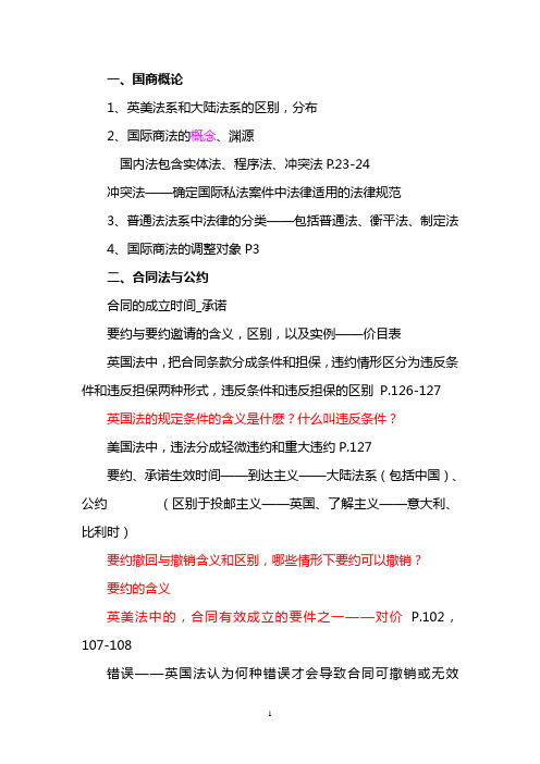 最新国际商法复习纲要