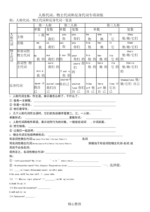 小升初专题人称代词专项训练