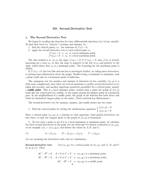 SDSecondDerivativeTest-MIT：SD二阶导数测试-麻省理工学院