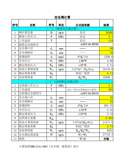 安全阀排放量计算