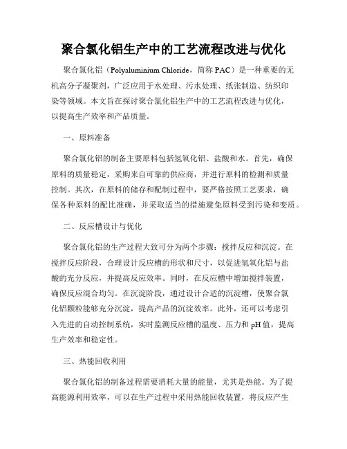 聚合氯化铝生产中的工艺流程改进与优化