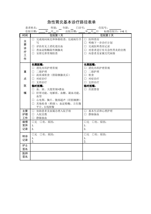 急性胃炎临床路径-消化内科