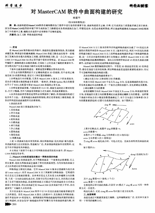 对MasterCAM软件中曲面构建的研究