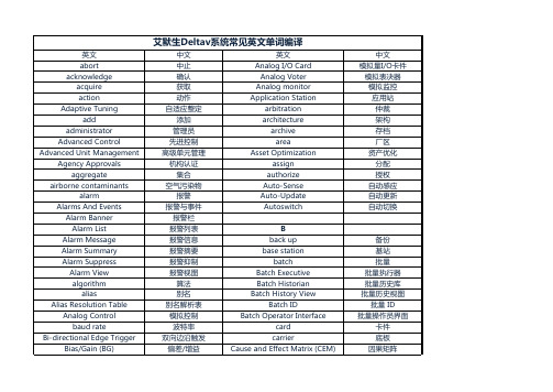 艾默生DELTAV系统常见英语单词编译