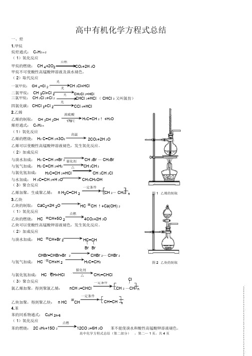 (完美版)高中有机化学方程式总结