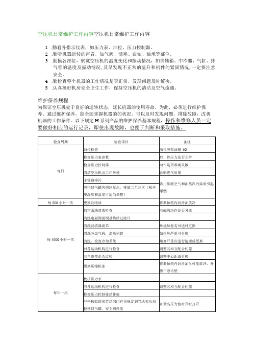 空压机日常维护工作内容