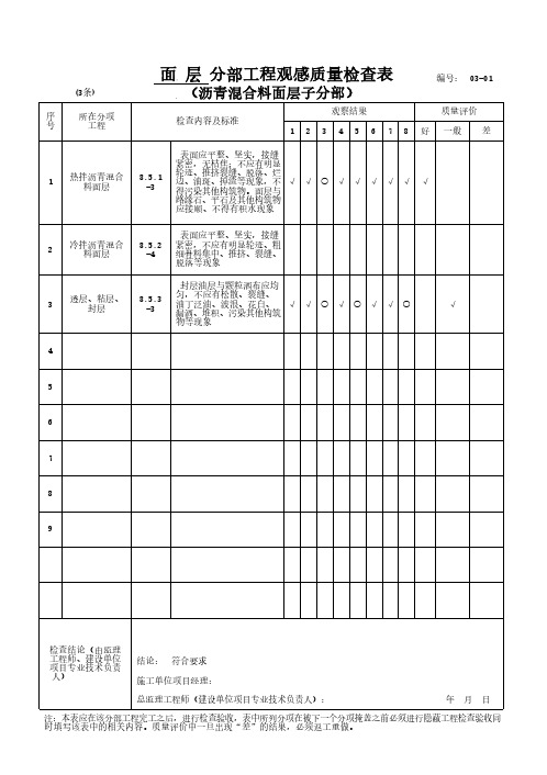 城镇道路验收评定类用表