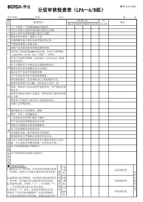 分层审核检查表