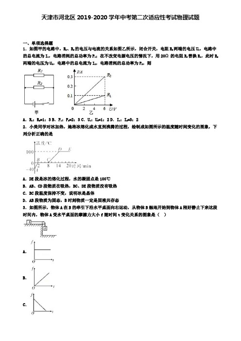 天津市河北区2019-2020学年中考第二次适应性考试物理试题