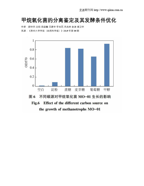 甲烷氧化菌的分离鉴定及其发酵条件优化