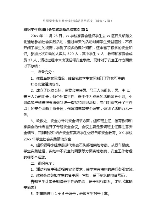 组织学生参加社会实践活动总结范文（精选17篇）