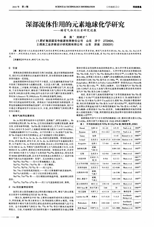 深部流体作用的元素地球化学研究——稀有气体同位素研究进展