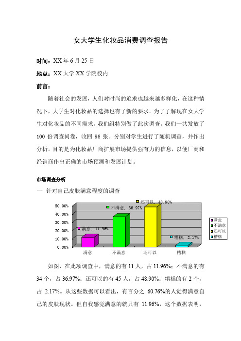 女大学生化妆品消费调查报告