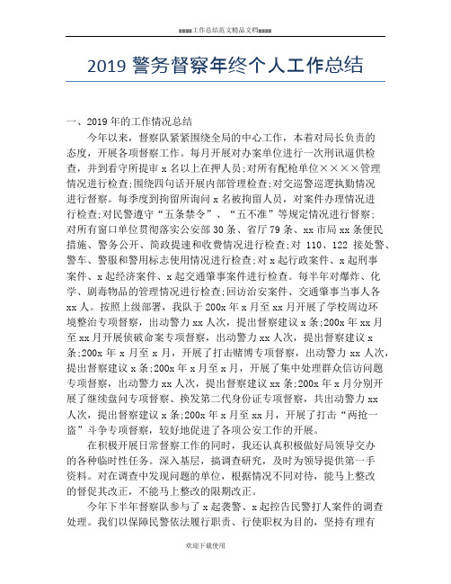 2019警务督察年终个人工作总结