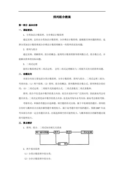 【人教版】中职数学(拓展模块)：3.1《排列、组合与二项式定理》教案设计