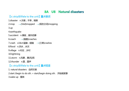 Unit8Naturaldisasters各部分单词短语句型讲义2023-2024学年牛津译林版八年