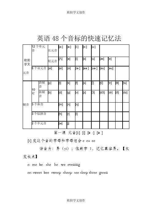 最全英语48个音标的快速记忆法