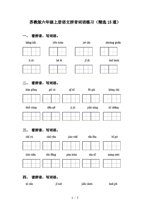 苏教版六年级上册语文拼音词语练习(精选15道)