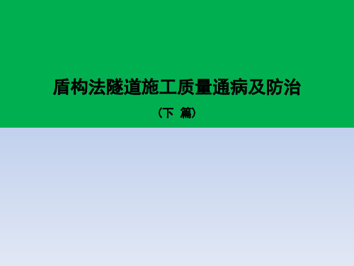 盾构法隧道施工质量通病及防治(下)
