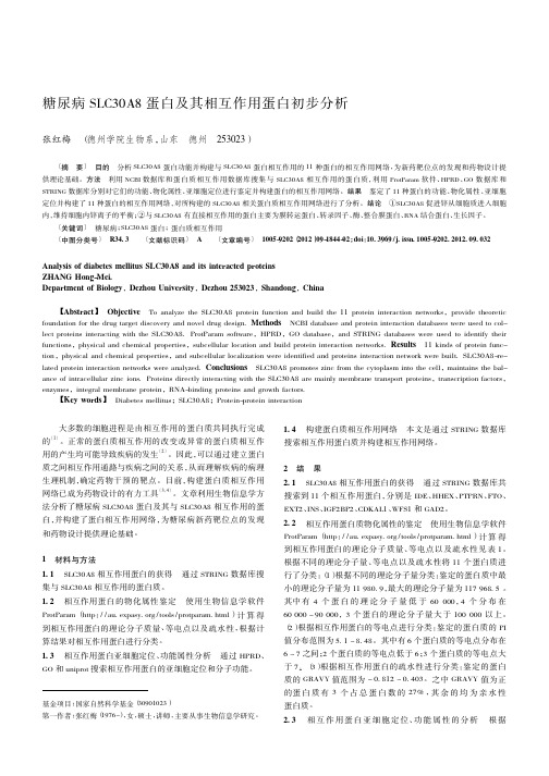 糖尿病SLC30A8蛋白及其相互作用蛋白初步