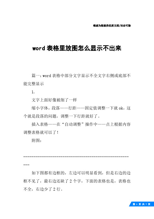 word表格里放图怎么显示不出来