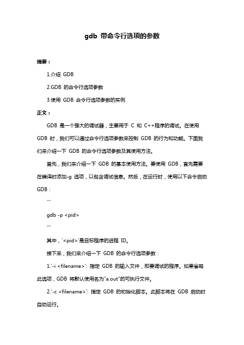 gdb 带命令行选项的参数