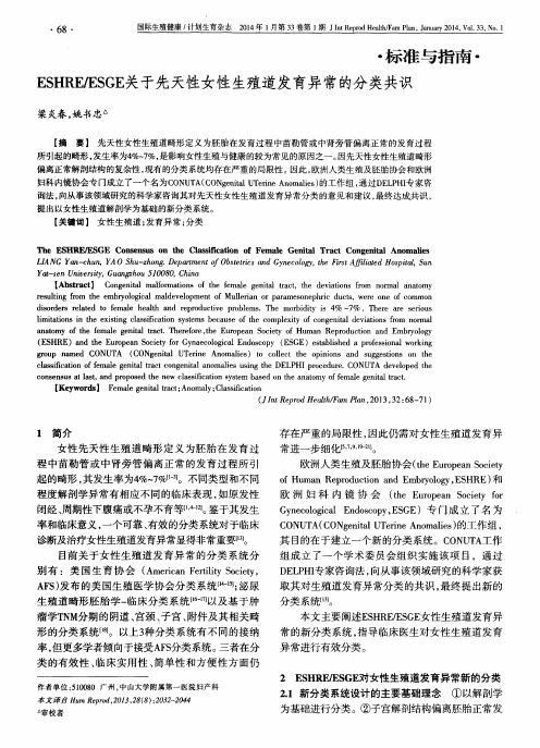 ESHRE／ESGE关于先天性女性生殖道发育异常的分类共识