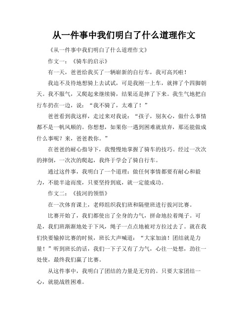 从一件事中我们明白了什么道理作文