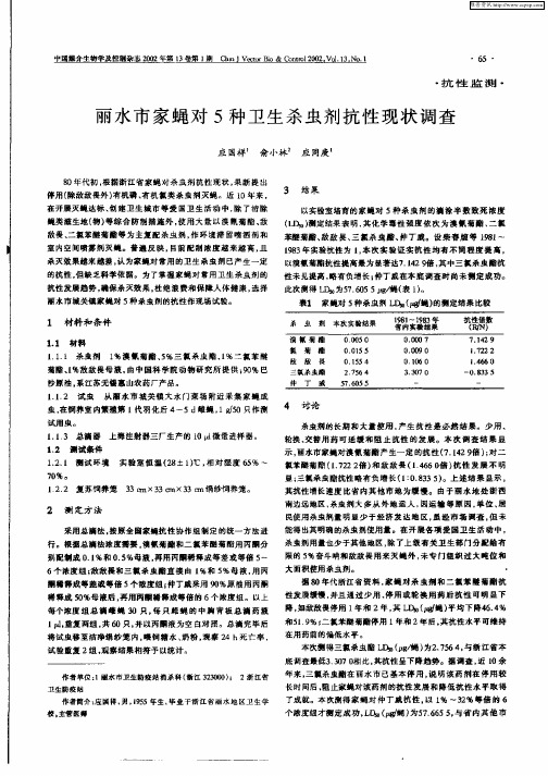 丽水市家蝇对5种卫生杀虫剂抗性现状调查