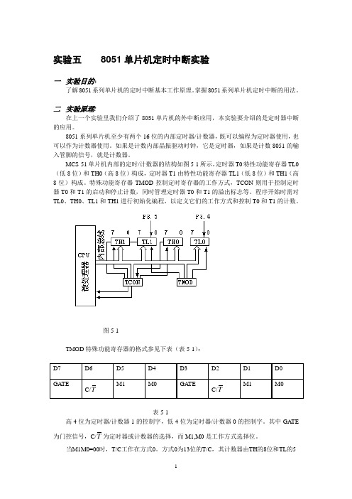 实验五 8051单片机定时中断实验