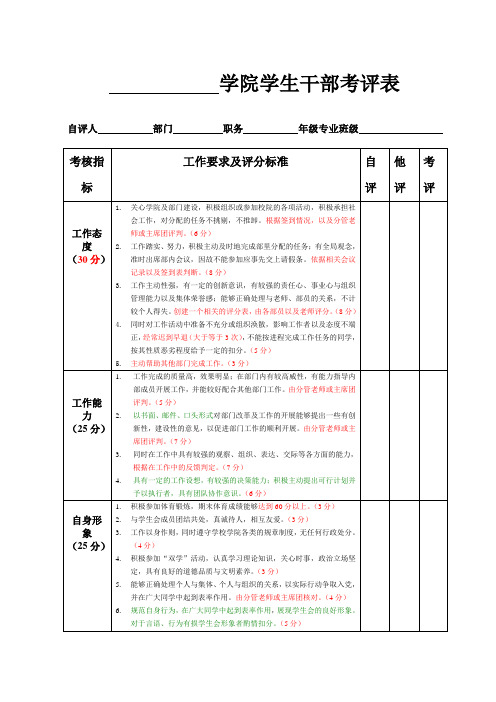 学生会干部考核