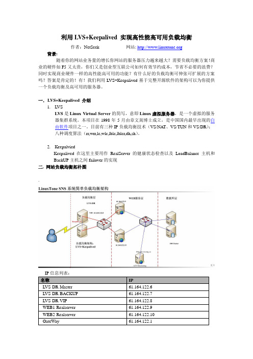 负载均衡--LVS+Keepalived