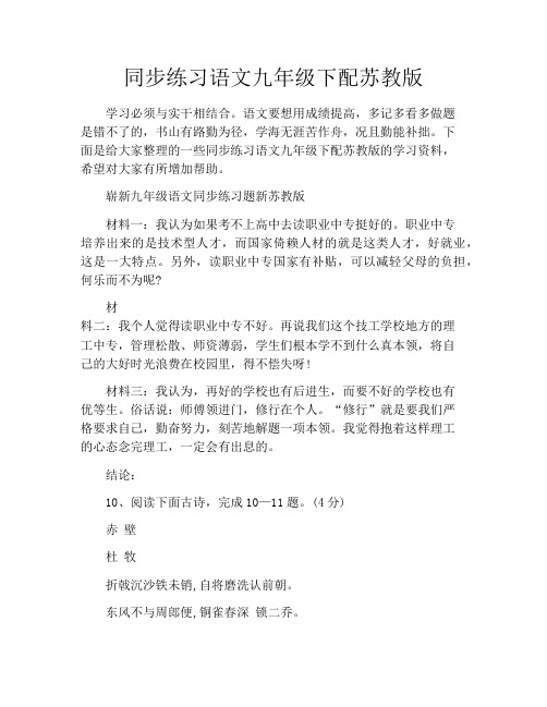 同步练习语文九年级下配苏教版