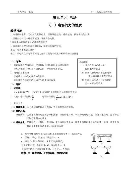 电场的力的性质 教案