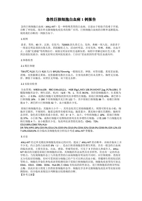 急性巨核细胞白血病1例报告