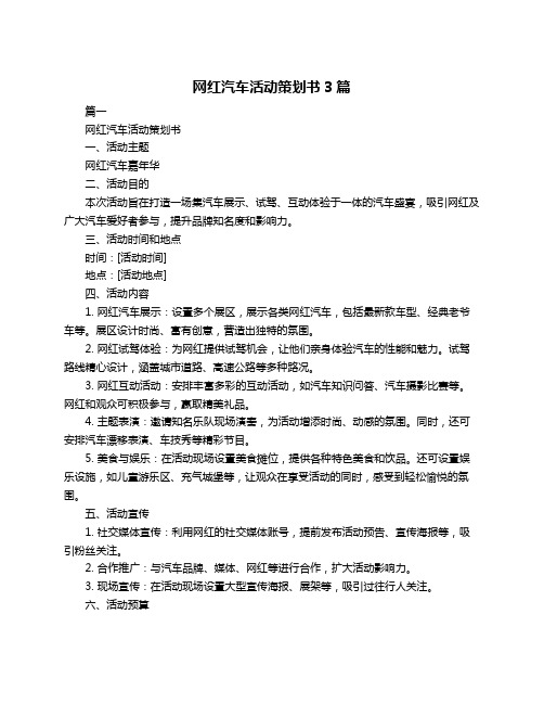 网红汽车活动策划书3篇