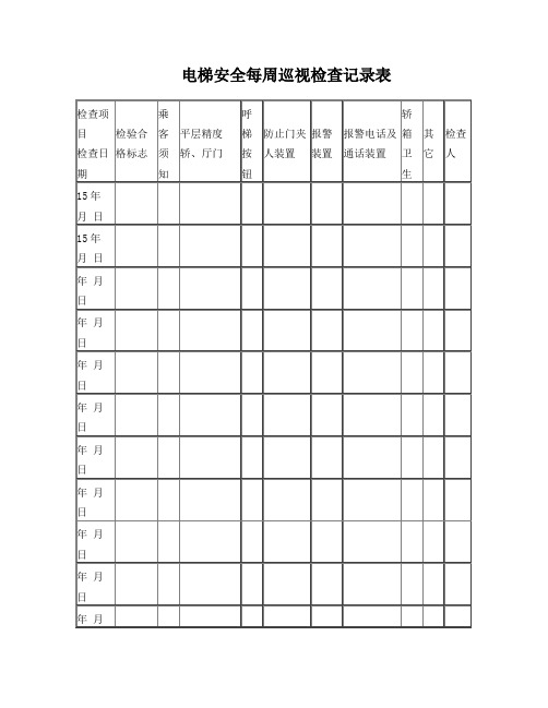 电梯安全日常检查记录表