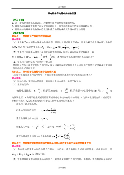 知识讲解_带电粒子在电场中的综合计算(提高)