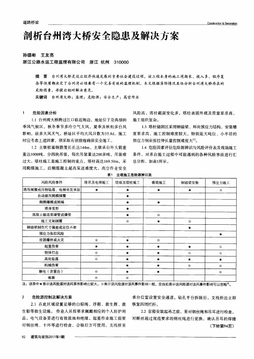 剖析台州湾大桥安全隐患及解决方案