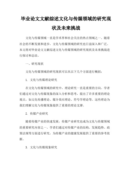 毕业论文文献综述文化与传媒领域的研究现状及未来挑战